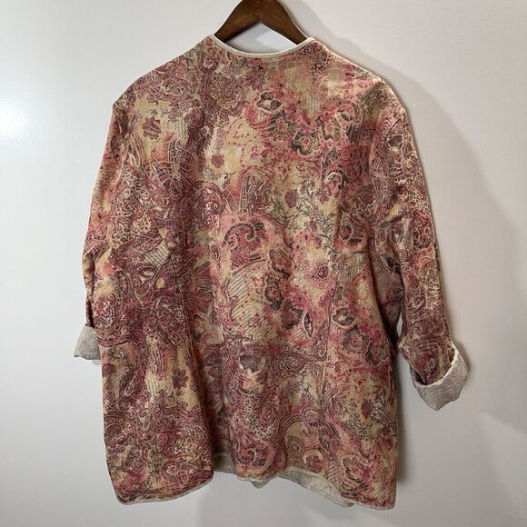 Maggie Barnes For Catherine’s Womens Brocade Jacket Size 3X Pink Floral Paisley - Picture 2 of 7